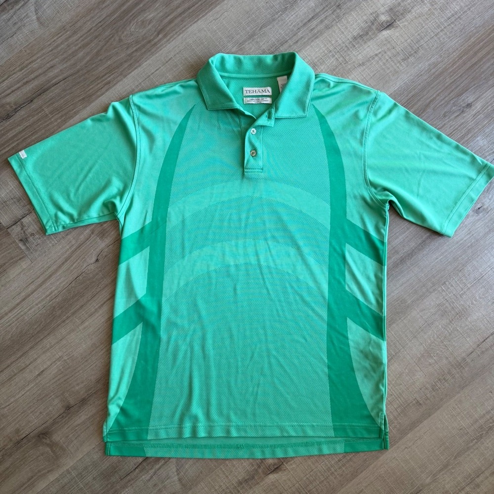 Tehama Mens Green Hangem Dry Moisture Management Golf Polo Shirt Size Medium - Picture 1 of 8